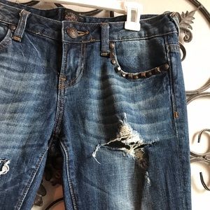 Express distressed skinny leg jeans